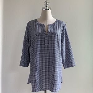 Talbots Plus Blk/Wht Buffalo Plaid Popover Top 1X